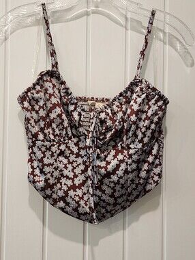 Silky Floral Cropped Corset Top
